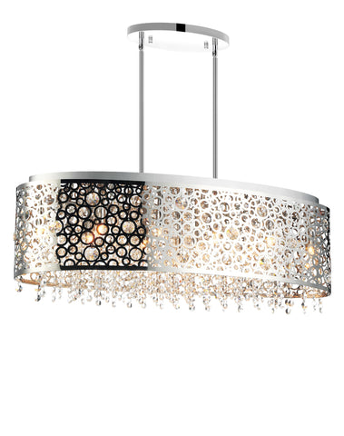 5536P30ST-O Bubbles 11 Light Drum Shade Chandelier With Chrome Finish