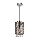 5536P6ST-R Bubbles 1 Light Drum Shade Mini Pendant With Chrome Finish