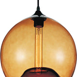 5553P12- Amber Glass 1 Light Down Mini Pendant With Amber Finish