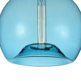 5553P12- Blue Glass 1 Light Down Mini Pendant With Blue Finish