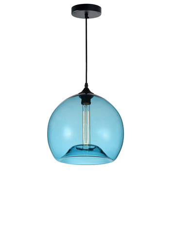 5553P12- Blue Glass 1 Light Down Mini Pendant With Blue Finish