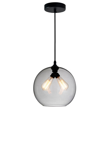 5553P12 - Smoke (2L) Glass 2 Light Down Mini Pendant With Smoke Finish