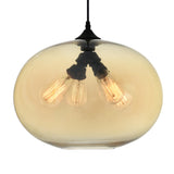 5553P16 -Amber Glass 4 Light Down Pendant With Amber Finish