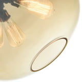 5553P16 -Amber Glass 4 Light Down Pendant With Amber Finish