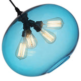 5553P16 -Blue Glass 4 Light Down Pendant With Blue Finish