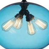 5553P16 -Blue Glass 4 Light Down Pendant With Blue Finish