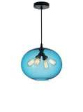 5553P16 -Blue Glass 4 Light Down Pendant With Blue Finish