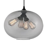 5553P16-Smoke Glass 4 Light Down Pendant With Smoke Finish