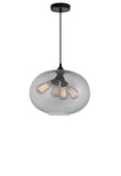 5553P16-Smoke Glass 4 Light Down Pendant With Smoke Finish