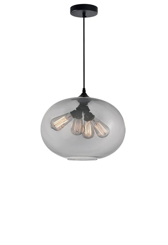 5553P16-Smoke Glass 4 Light Down Pendant With Smoke Finish