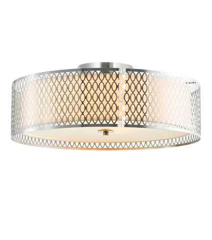 5555C22SN Mikayla 5 Light Drum Shade Flush Mount With Satin Nickel Finish