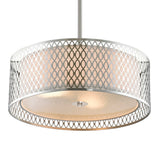 5555P17SN Mikayla 3 Light Drum Shade Chandelier With Satin Nickel Finish