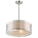 5555P17SN Mikayla 3 Light Drum Shade Chandelier With Satin Nickel Finish