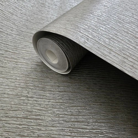 55564 Taupe gray silver metallic embossed faux cracked stria plaster texture Wallpaper
