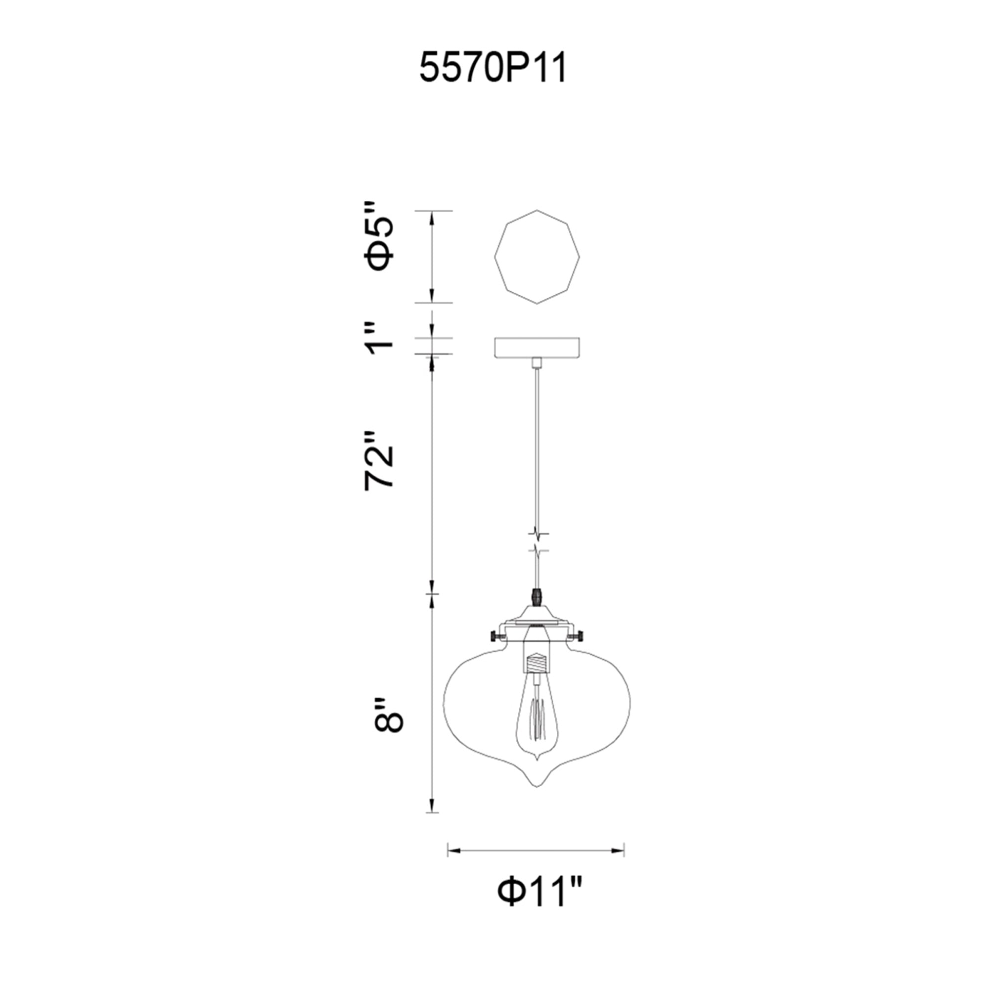 Ki-no 別注 Amber One Off Shade mini 5570P11 - Amber Glass 1 Light Down Mini Pendant With Amber Finish