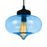 5570P11 - Blue Glass 1 Light Down Mini Pendant With Blue Finish