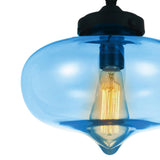 5570P11 - Blue Glass 1 Light Down Mini Pendant With Blue Finish