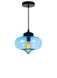 5570P11 - Blue Glass 1 Light Down Mini Pendant With Blue Finish