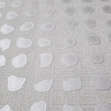 56227 Geometric Grid matte off white silver metallic dots textured modern wallpaper 3D
