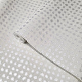 56227 Geometric Grid matte off white silver metallic dots textured modern wallpaper 3D
