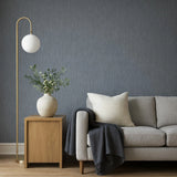 56234 Modern Dark Gray silver vertical stia lines textured faux fabric wallpaper rolls
