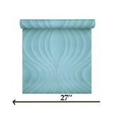 56327 Ogee Wave curves lines light teal blue green gray silver textured wallpaper 3D
