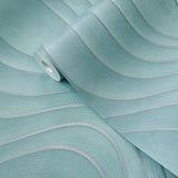 56327 Ogee Wave curves lines light teal blue green gray silver textured wallpaper 3D
