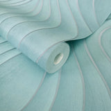 56327 Ogee Wave curves lines light teal blue green gray silver textured wallpaper 3D
