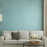 56327 Ogee Wave curves lines light teal blue green gray silver textured wallpaper 3D
