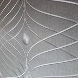 56332 Ogee Curved Wave curves lines gunmetal dark gray metallic textured wallpaper 3D
