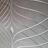 56332 Ogee Curved Wave curves lines gunmetal dark gray metallic textured wallpaper 3D
