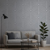 56332 Ogee Curved Wave curves lines gunmetal dark gray metallic textured wallpaper 3D
