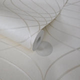 56335 Ogee Curved Wave curves lines ivory off white cream textured modern wallpaper 3D
