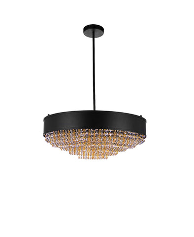 5687P24-16-101 Medina 10 Light Drum Shade Chandelier With Black Finish