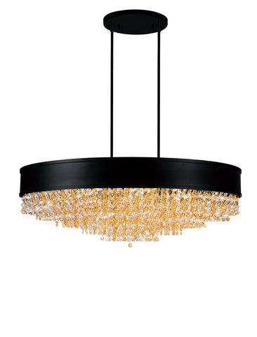 5687P30-22-101 Medina 15 Light Drum Shade Chandelier With Black Finish