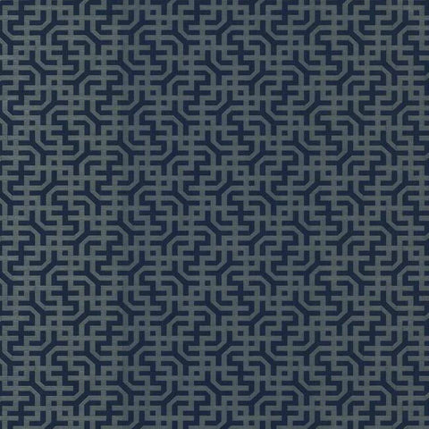 5800 Dynastic Lattice Navy Silver Wallpaper
