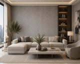 58429 Abstract feather leaf lines Faux fabric Textured taupe gold metallic wallpaper