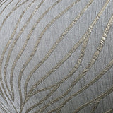 58429 Abstract feather leaf lines Faux fabric Textured taupe gold metallic wallpaper