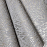 58429 Abstract feather leaf lines Faux fabric Textured taupe gold metallic wallpaper