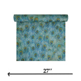 58504 Peacock feather mural blue green gold teal faux fabric textured exotic wallpaper
