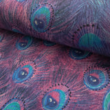 58506 Peacock feather mural blue teal turquoise purple faux fabric textured wallpaper
