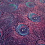 58506 Peacock feather mural blue teal turquoise purple faux fabric textured wallpaper
