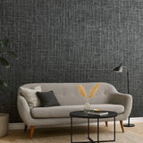 58810 Abstract square Lines grid charcoal dark gray silver metallic textured wallpaper
