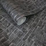 58810 Abstract square Lines grid charcoal dark gray silver metallic textured wallpaper
