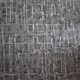 58810 Abstract square Lines grid charcoal dark gray silver metallic textured wallpaper

