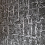 58810 Abstract square Lines grid charcoal dark gray silver metallic textured wallpaper
