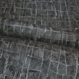58810 Abstract square Lines grid charcoal dark gray silver metallic textured wallpaper

