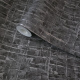 58810 Abstract square Lines grid charcoal dark gray silver metallic textured wallpaper
