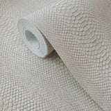 58840 Embossed grayish off white cream faux python scale snake skin textured wallpaper
