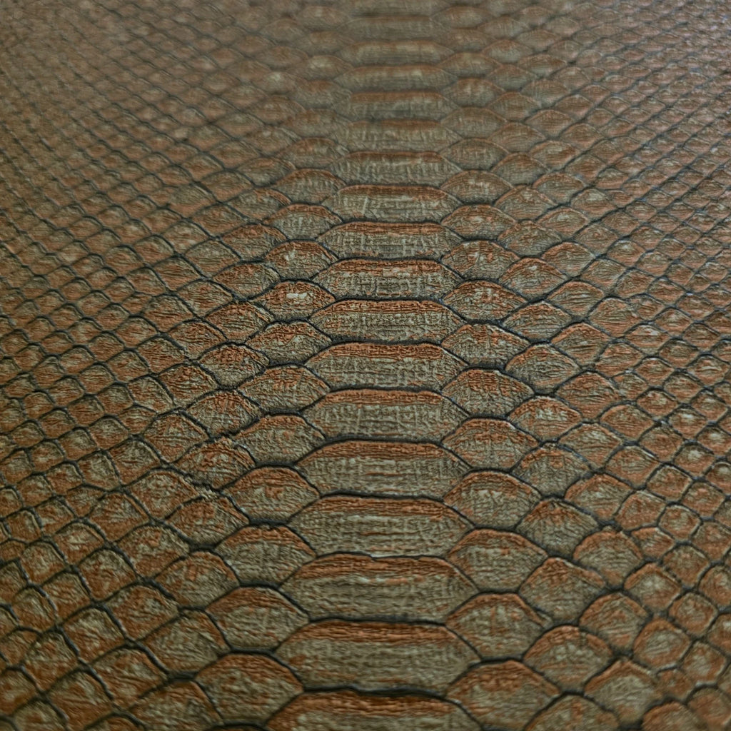 58844 Mustard bronze olive brown faux python scale snake skin texture ...